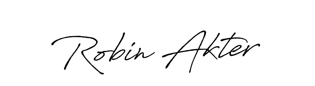 Robin Akter stylish signature style. Best Handwritten Sign (Antro_Vectra_Bolder) for my name. Handwritten Signature Collection Ideas for my name Robin Akter. Robin Akter signature style 7 images and pictures png