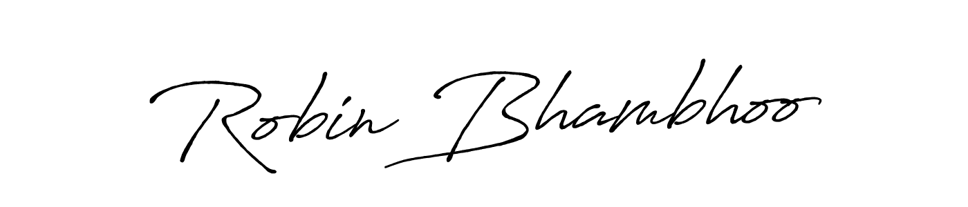 Make a beautiful signature design for name Robin Bhambhoo. With this signature (Antro_Vectra_Bolder) style, you can create a handwritten signature for free. Robin Bhambhoo signature style 7 images and pictures png