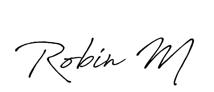 Also You can easily find your signature by using the search form. We will create Robin M name handwritten signature images for you free of cost using Antro_Vectra_Bolder sign style. Robin M signature style 7 images and pictures png