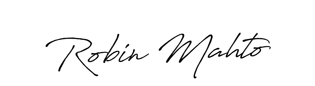 How to make Robin Mahto name signature. Use Antro_Vectra_Bolder style for creating short signs online. This is the latest handwritten sign. Robin Mahto signature style 7 images and pictures png