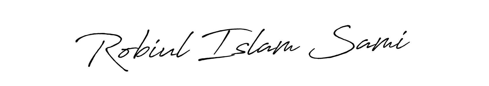 Make a beautiful signature design for name Robiul Islam Sami. With this signature (Antro_Vectra_Bolder) style, you can create a handwritten signature for free. Robiul Islam Sami signature style 7 images and pictures png