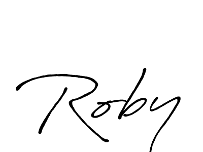Use a signature maker to create a handwritten signature online. With this signature software, you can design (Antro_Vectra_Bolder) your own signature for name Roby. Roby signature style 7 images and pictures png