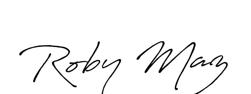 Create a beautiful signature design for name Roby Maz. With this signature (Antro_Vectra_Bolder) fonts, you can make a handwritten signature for free. Roby Maz signature style 7 images and pictures png