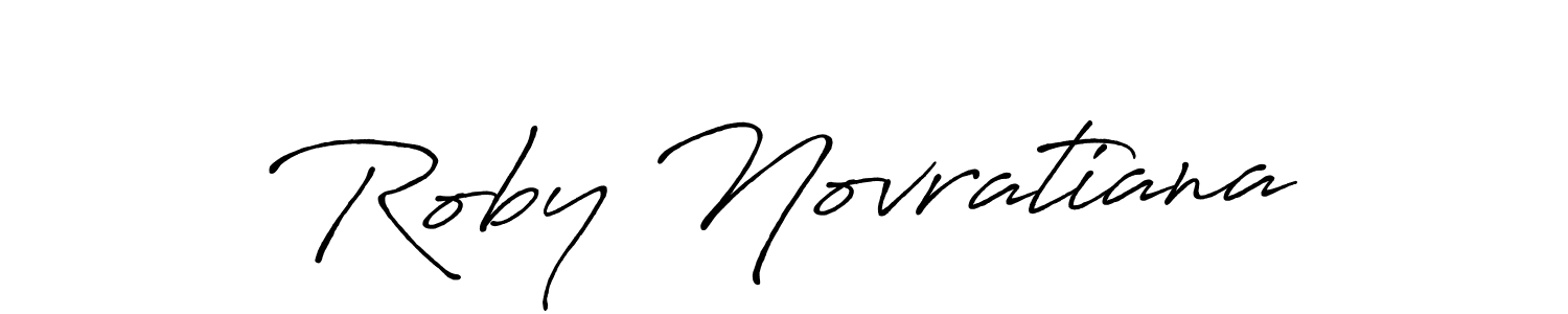 How to make Roby Novratiana name signature. Use Antro_Vectra_Bolder style for creating short signs online. This is the latest handwritten sign. Roby Novratiana signature style 7 images and pictures png