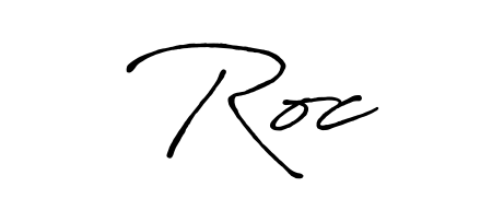 A sleek calligraphic signature for name Roc utilizing Antro_Vectra_Bolder styling. Great for adding personal signatures to photos and art. Roc signature style 7 images and pictures png