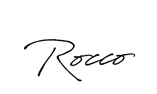 Use a signature maker to create a handwritten signature online. With this signature software, you can design (Antro_Vectra_Bolder) your own signature for name Rocco. Rocco signature style 7 images and pictures png