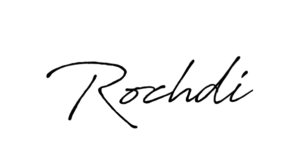 Use a signature maker to create a handwritten signature online. With this signature software, you can design (Antro_Vectra_Bolder) your own signature for name Rochdi. Rochdi signature style 7 images and pictures png
