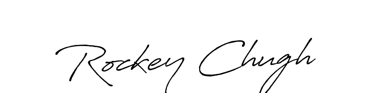 Rockey Chugh stylish signature style. Best Handwritten Sign (Antro_Vectra_Bolder) for my name. Handwritten Signature Collection Ideas for my name Rockey Chugh. Rockey Chugh signature style 7 images and pictures png