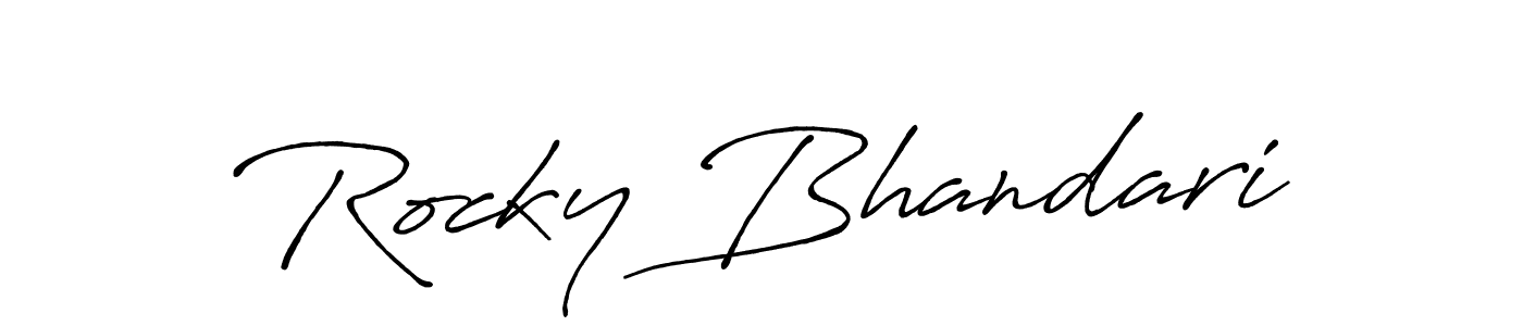 Make a beautiful signature design for name Rocky Bhandari. With this signature (Antro_Vectra_Bolder) style, you can create a handwritten signature for free. Rocky Bhandari signature style 7 images and pictures png