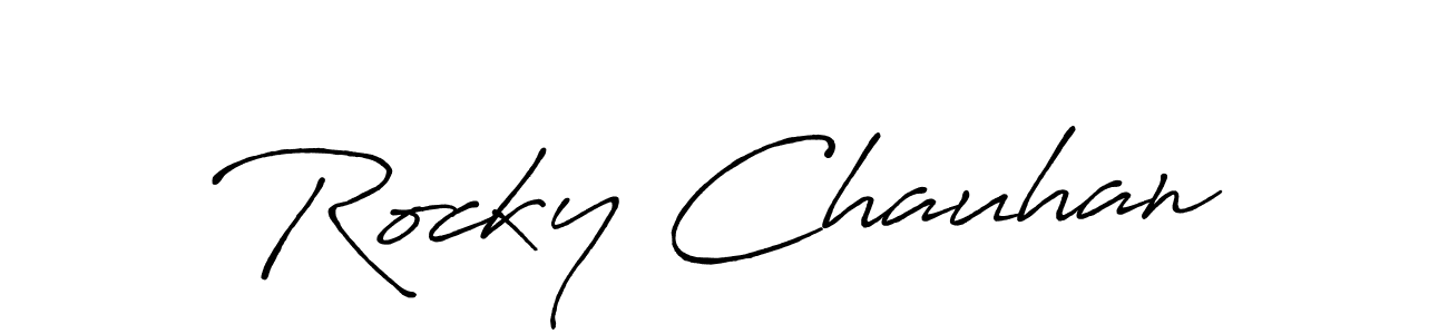 Make a beautiful signature design for name Rocky Chauhan. With this signature (Antro_Vectra_Bolder) style, you can create a handwritten signature for free. Rocky Chauhan signature style 7 images and pictures png