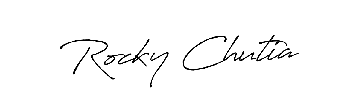 Use a signature maker to create a handwritten signature online. With this signature software, you can design (Antro_Vectra_Bolder) your own signature for name Rocky Chutia. Rocky Chutia signature style 7 images and pictures png