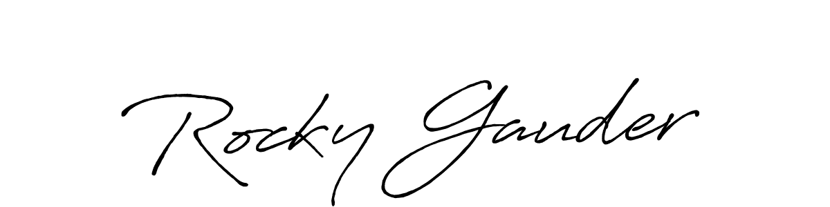 How to make Rocky Gauder signature? Antro_Vectra_Bolder is a professional autograph style. Create handwritten signature for Rocky Gauder name. Rocky Gauder signature style 7 images and pictures png
