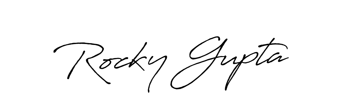 Use a signature maker to create a handwritten signature online. With this signature software, you can design (Antro_Vectra_Bolder) your own signature for name Rocky Gupta. Rocky Gupta signature style 7 images and pictures png