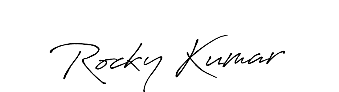How to make Rocky Kumar name signature. Use Antro_Vectra_Bolder style for creating short signs online. This is the latest handwritten sign. Rocky Kumar signature style 7 images and pictures png