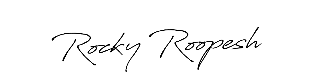 Also You can easily find your signature by using the search form. We will create Rocky Roopesh name handwritten signature images for you free of cost using Antro_Vectra_Bolder sign style. Rocky Roopesh signature style 7 images and pictures png