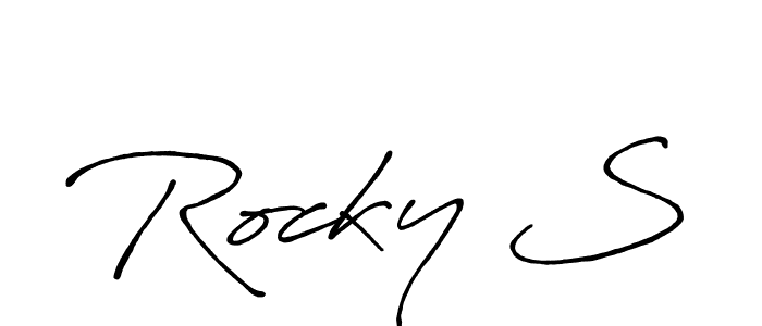 How to make Rocky S name signature. Use Antro_Vectra_Bolder style for creating short signs online. This is the latest handwritten sign. Rocky S signature style 7 images and pictures png