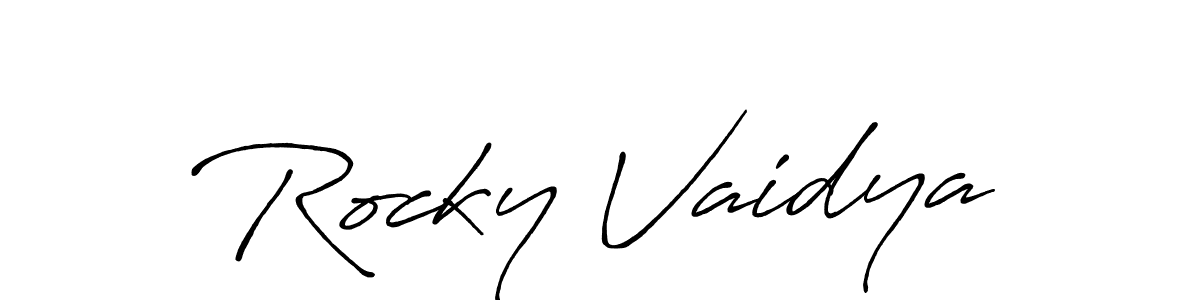 Also we have Rocky Vaidya name is the best signature style. Create professional handwritten signature collection using Antro_Vectra_Bolder autograph style. Rocky Vaidya signature style 7 images and pictures png