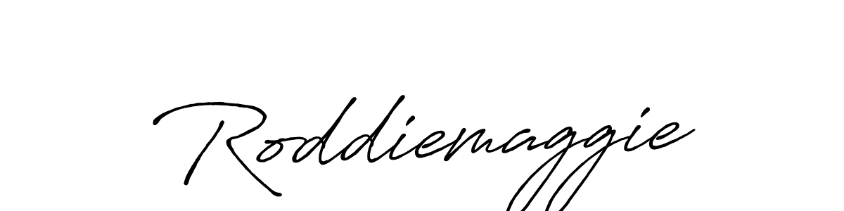 Make a beautiful signature design for name Roddiemaggie. With this signature (Antro_Vectra_Bolder) style, you can create a handwritten signature for free. Roddiemaggie signature style 7 images and pictures png