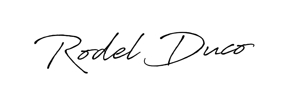 Antro_Vectra_Bolder is a professional signature style that is perfect for those who want to add a touch of class to their signature. It is also a great choice for those who want to make their signature more unique. Get Rodel Duco name to fancy signature for free. Rodel Duco signature style 7 images and pictures png