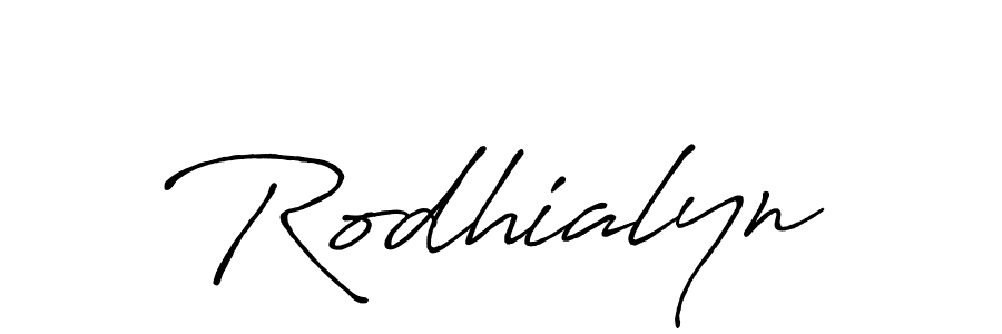 How to make Rodhialyn name signature. Use Antro_Vectra_Bolder style for creating short signs online. This is the latest handwritten sign. Rodhialyn signature style 7 images and pictures png