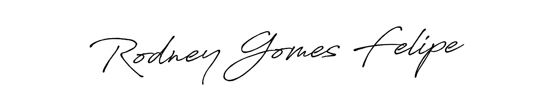 Make a beautiful signature design for name Rodney Gomes Felipe. With this signature (Antro_Vectra_Bolder) style, you can create a handwritten signature for free. Rodney Gomes Felipe signature style 7 images and pictures png