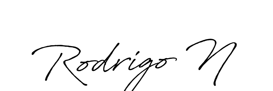 Make a beautiful signature design for name Rodrigo N. With this signature (Antro_Vectra_Bolder) style, you can create a handwritten signature for free. Rodrigo N signature style 7 images and pictures png