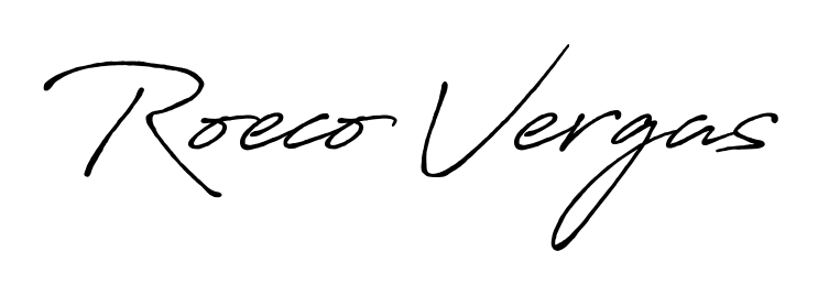 Create an unforgettable impression when signing with Roeco Vergas name styled in Antro_Vectra_Bolder typography. 100% free online generator. Roeco Vergas signature style 7 images and pictures png