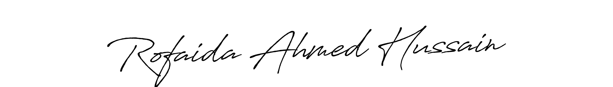 How to make Rofaida Ahmed Hussain name signature. Use Antro_Vectra_Bolder style for creating short signs online. This is the latest handwritten sign. Rofaida Ahmed Hussain signature style 7 images and pictures png