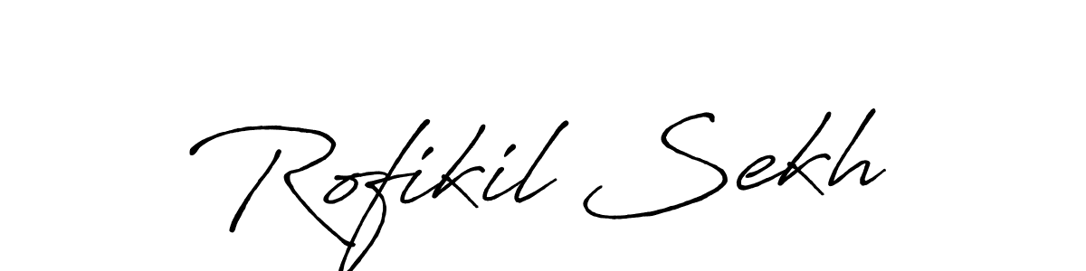 The best way (Antro_Vectra_Bolder) to make a short signature is to pick only two or three words in your name. The name Rofikil Sekh include a total of six letters. For converting this name. Rofikil Sekh signature style 7 images and pictures png