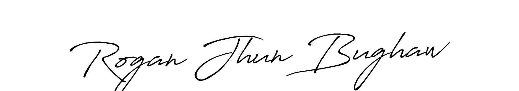How to make Rogan Jhun Bughaw name signature. Use Antro_Vectra_Bolder style for creating short signs online. This is the latest handwritten sign. Rogan Jhun Bughaw signature style 7 images and pictures png