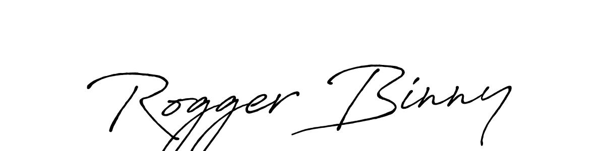 How to make Rogger Binny name signature. Use Antro_Vectra_Bolder style for creating short signs online. This is the latest handwritten sign. Rogger Binny signature style 7 images and pictures png