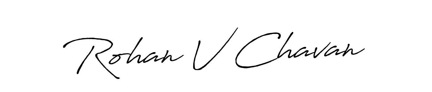 The best way (Antro_Vectra_Bolder) to make a short signature is to pick only two or three words in your name. The name Rohan V Chavan include a total of six letters. For converting this name. Rohan V Chavan signature style 7 images and pictures png