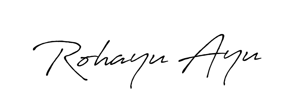 Create a beautiful signature design for name Rohayu Ayu. With this signature (Antro_Vectra_Bolder) fonts, you can make a handwritten signature for free. Rohayu Ayu signature style 7 images and pictures png