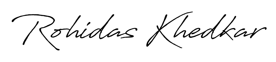 The Antro_Vectra_Bolder typeface gives name Rohidas Khedkar a refined look. Suitable for certificates, diplomas, and official verification. Rohidas Khedkar signature style 7 images and pictures png