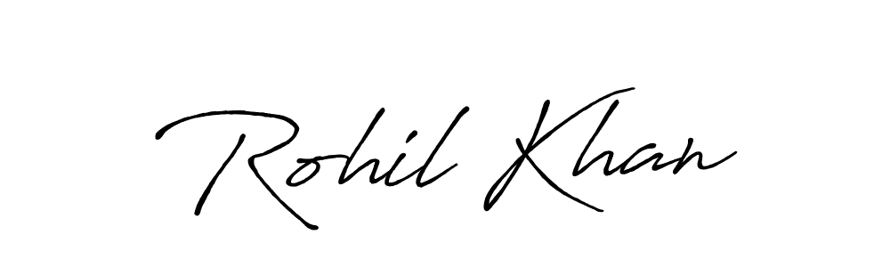 How to make Rohil Khan name signature. Use Antro_Vectra_Bolder style for creating short signs online. This is the latest handwritten sign. Rohil Khan signature style 7 images and pictures png