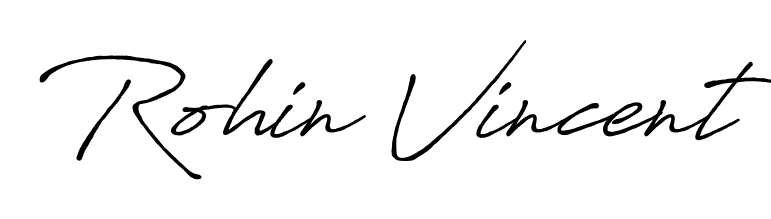 A dynamic signature style for Rohin Vincent using Antro_Vectra_Bolder script. Designed to look authentic, handwritten, and professional. Rohin Vincent signature style 7 images and pictures png