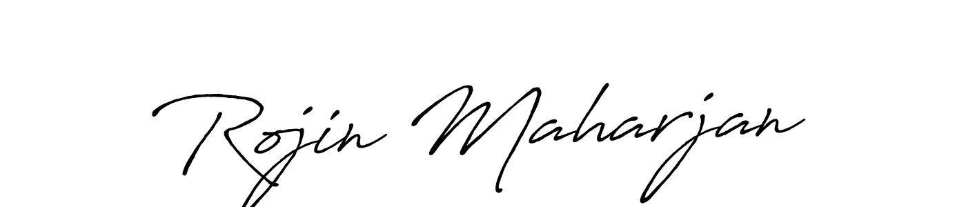 Design your own signature with our free online signature maker. With this signature software, you can create a handwritten (Antro_Vectra_Bolder) signature for name Rojin Maharjan. Rojin Maharjan signature style 7 images and pictures png