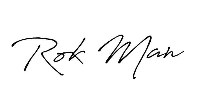 Also we have Rok Man name is the best signature style. Create professional handwritten signature collection using Antro_Vectra_Bolder autograph style. Rok Man signature style 7 images and pictures png