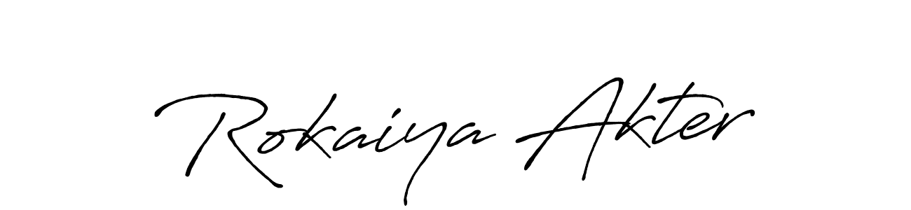 How to make Rokaiya Akter name signature. Use Antro_Vectra_Bolder style for creating short signs online. This is the latest handwritten sign. Rokaiya Akter signature style 7 images and pictures png