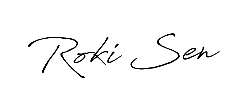How to make Roki Sen name signature. Use Antro_Vectra_Bolder style for creating short signs online. This is the latest handwritten sign. Roki Sen signature style 7 images and pictures png