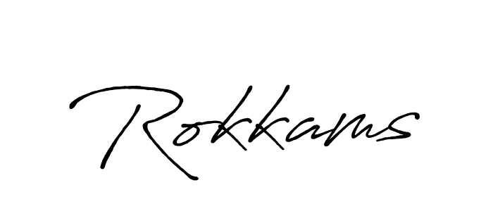 Make a beautiful signature design for name Rokkams. With this signature (Antro_Vectra_Bolder) style, you can create a handwritten signature for free. Rokkams signature style 7 images and pictures png