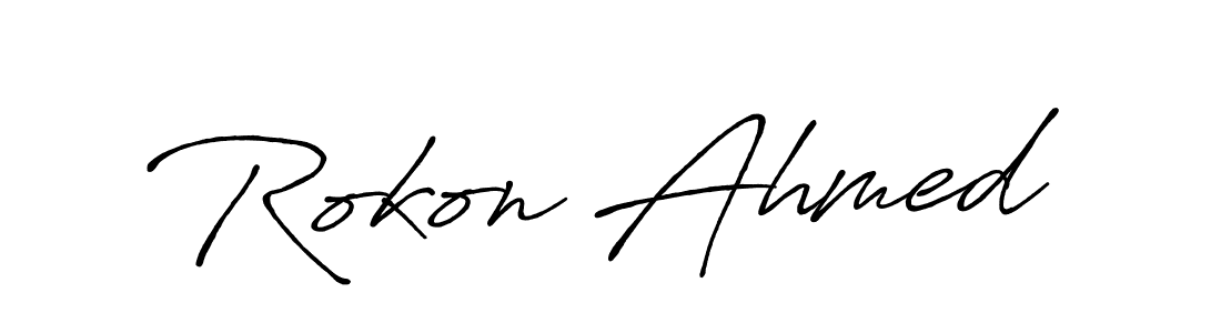 Rokon Ahmed stylish signature style. Best Handwritten Sign (Antro_Vectra_Bolder) for my name. Handwritten Signature Collection Ideas for my name Rokon Ahmed. Rokon Ahmed signature style 7 images and pictures png