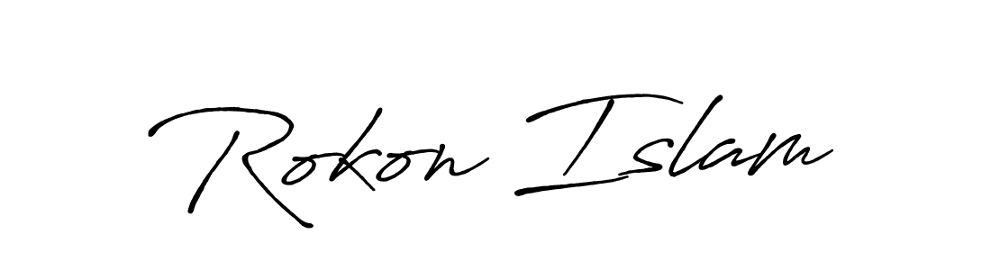 if you are searching for the best signature style for your name Rokon Islam. so please give up your signature search. here we have designed multiple signature styles  using Antro_Vectra_Bolder. Rokon Islam signature style 7 images and pictures png