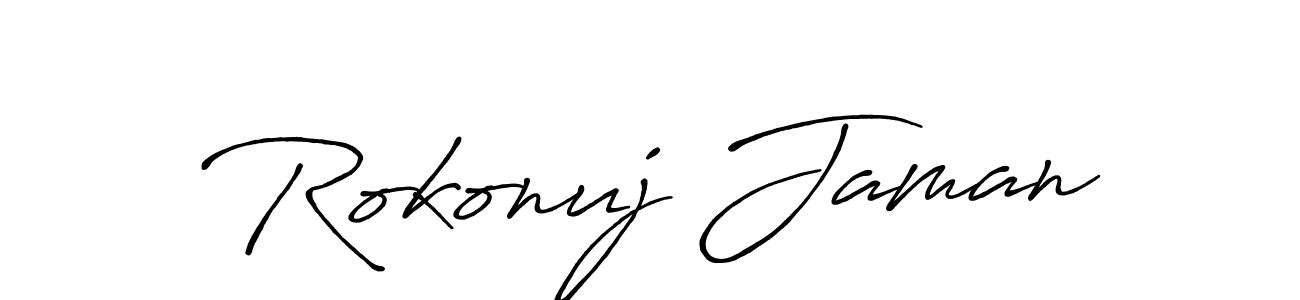 It looks lik you need a new signature style for name Rokonuj Jaman. Design unique handwritten (Antro_Vectra_Bolder) signature with our free signature maker in just a few clicks. Rokonuj Jaman signature style 7 images and pictures png