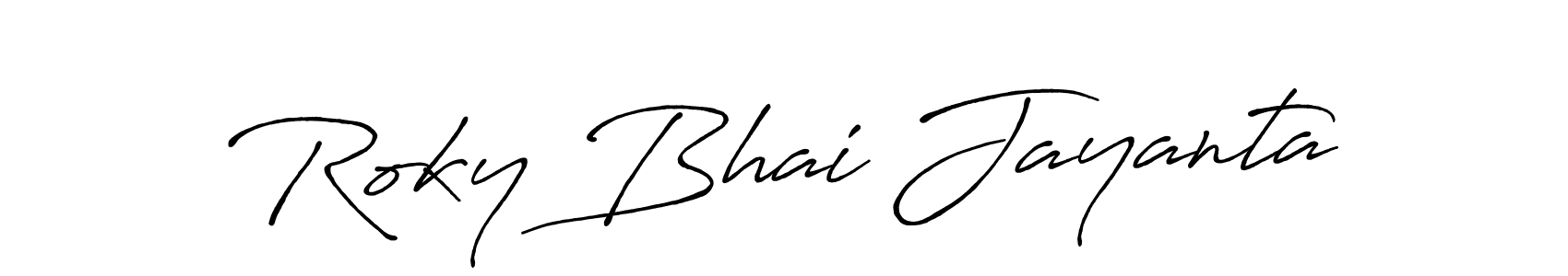 Make a beautiful signature design for name Roky Bhai Jayanta. With this signature (Antro_Vectra_Bolder) style, you can create a handwritten signature for free. Roky Bhai Jayanta signature style 7 images and pictures png