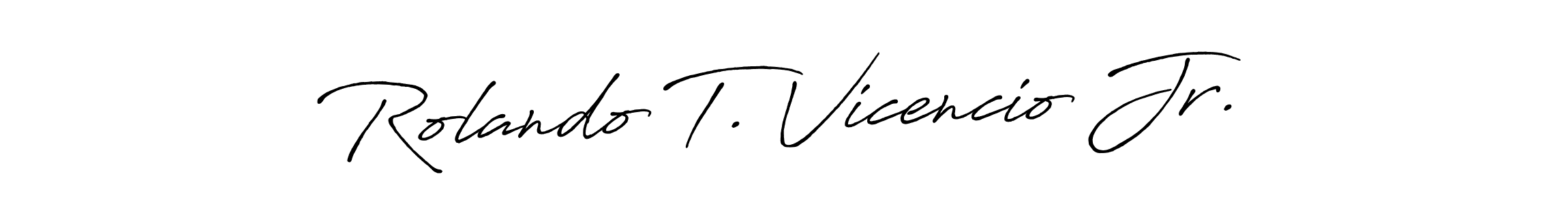 Make a beautiful signature design for name Rolando T. Vicencio Jr.. With this signature (Antro_Vectra_Bolder) style, you can create a handwritten signature for free. Rolando T. Vicencio Jr. signature style 7 images and pictures png