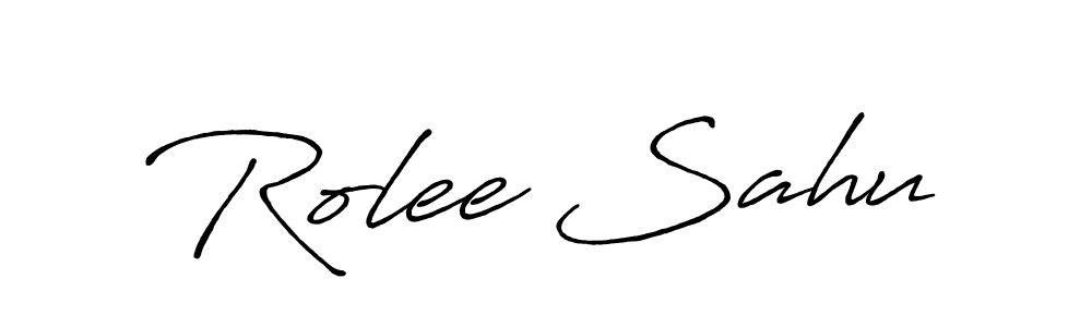 The best way (Antro_Vectra_Bolder) to make a short signature is to pick only two or three words in your name. The name Rolee Sahu include a total of six letters. For converting this name. Rolee Sahu signature style 7 images and pictures png