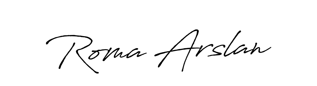 This is the best signature style for the Roma Arslan name. Also you like these signature font (Antro_Vectra_Bolder). Mix name signature. Roma Arslan signature style 7 images and pictures png