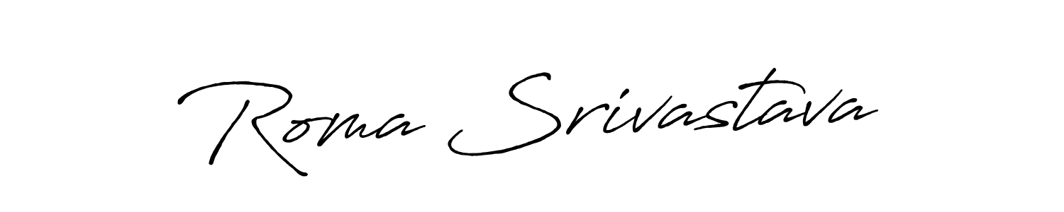 The best way (Antro_Vectra_Bolder) to make a short signature is to pick only two or three words in your name. The name Roma Srivastava include a total of six letters. For converting this name. Roma Srivastava signature style 7 images and pictures png