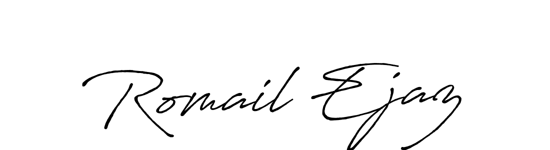 Romail Ejaz stylish signature style. Best Handwritten Sign (Antro_Vectra_Bolder) for my name. Handwritten Signature Collection Ideas for my name Romail Ejaz. Romail Ejaz signature style 7 images and pictures png